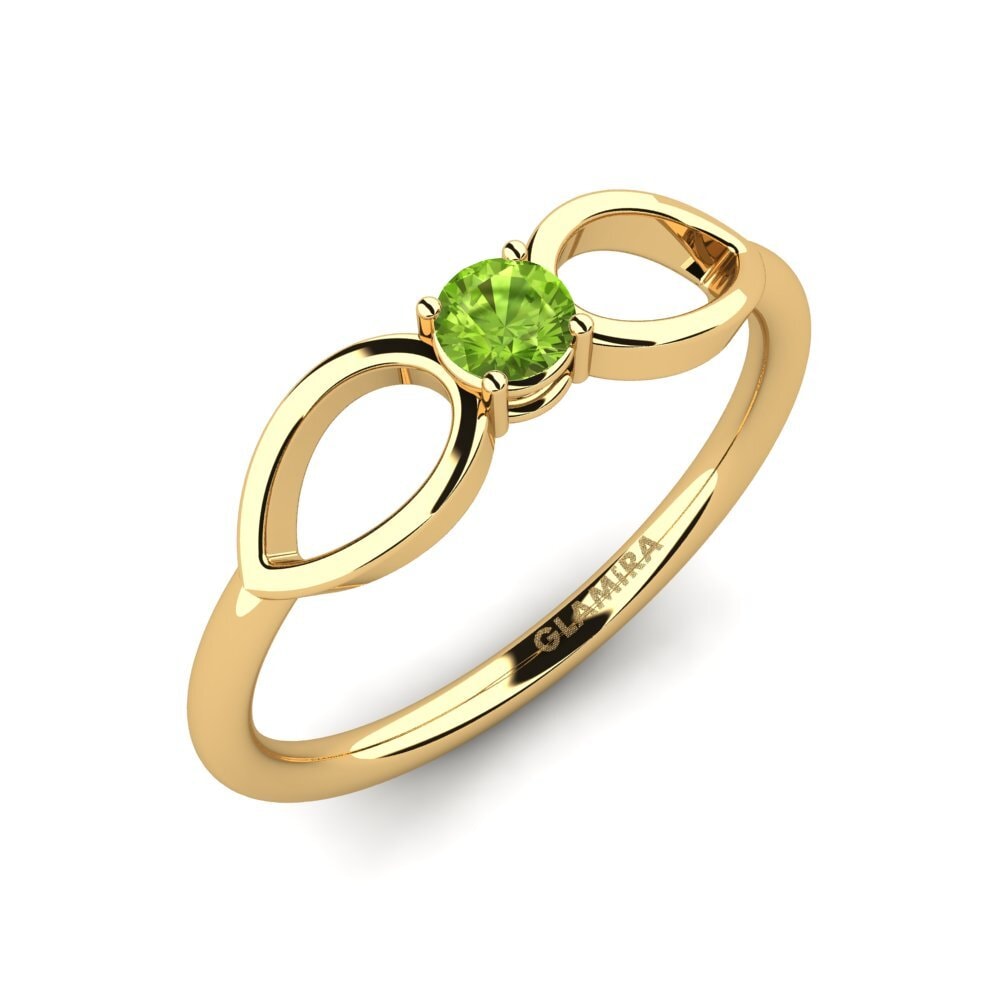 9k Oro Amarillo Peridoto Anillo de compromiso Derivel