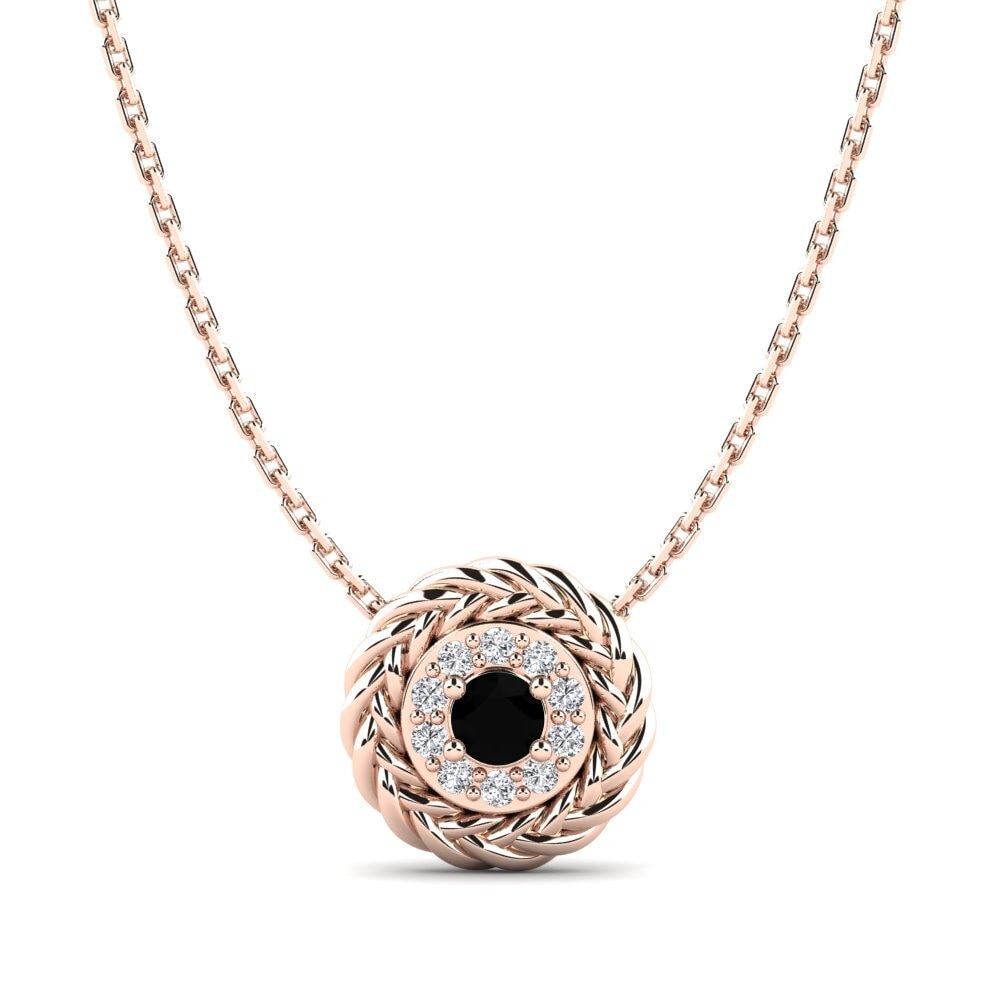 9ct Rose Gold Black Diamond Women's Pendant Desbunda