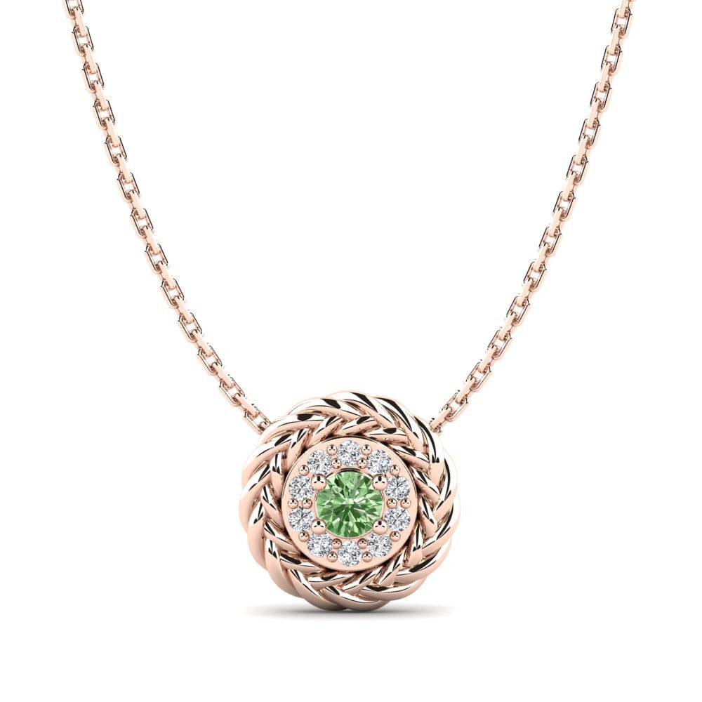 18ct Rose Gold Green Diamond Women's Pendant Desbunda