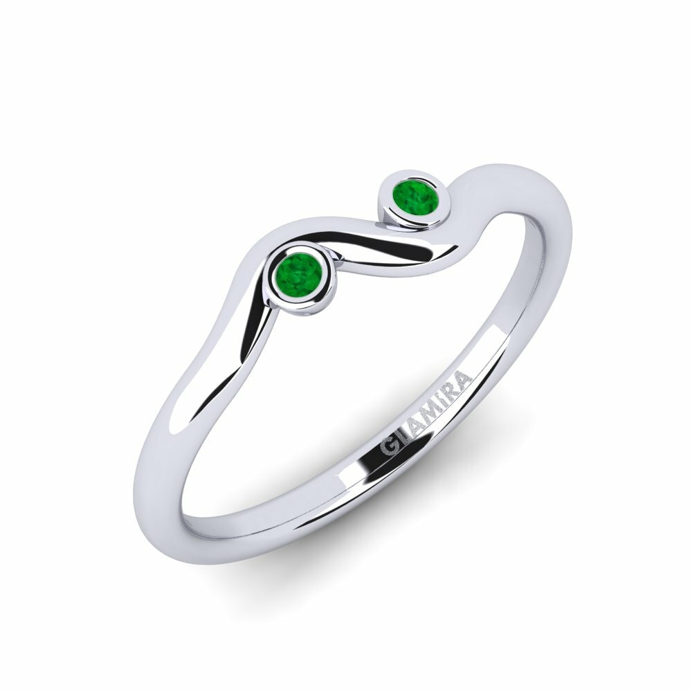 Two-Stone Rings Desfe 585 White Gold Emerald