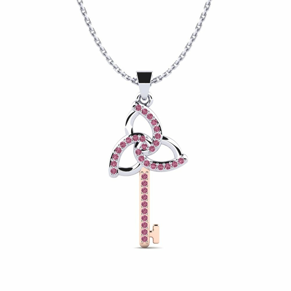 Keys Rhodolite Garnet 9k White & Rose Gold Necklaces