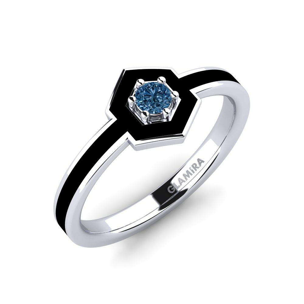 Enamel Rings GLAMIRA Desierto 585 White Gold Blue Diamond