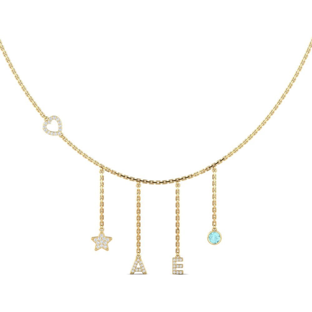 Gelbgold 585 Aquamarin Damen halskette Desobliger