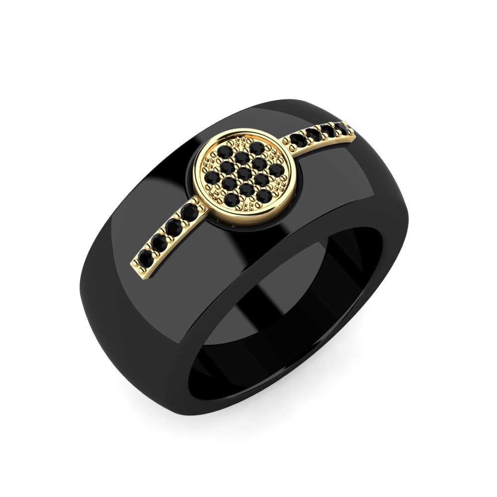 14k Yellow Gold Black Diamond Ring Desrosier