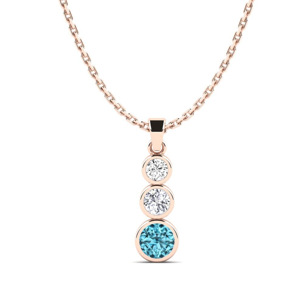 14k Oro Rosa Circón Azul Colgante de Mujer Devonda