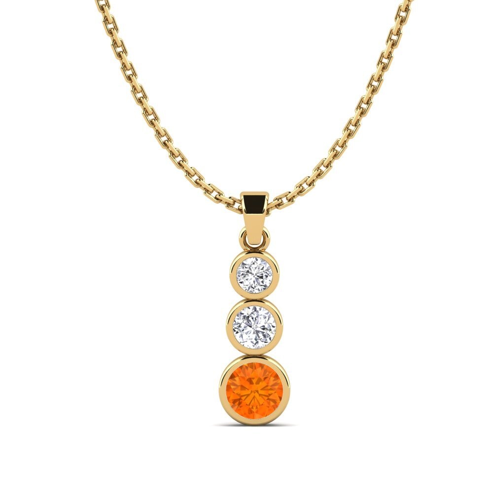 Or Jaune 9k Saphir orange Pendentif pour femme Devonda