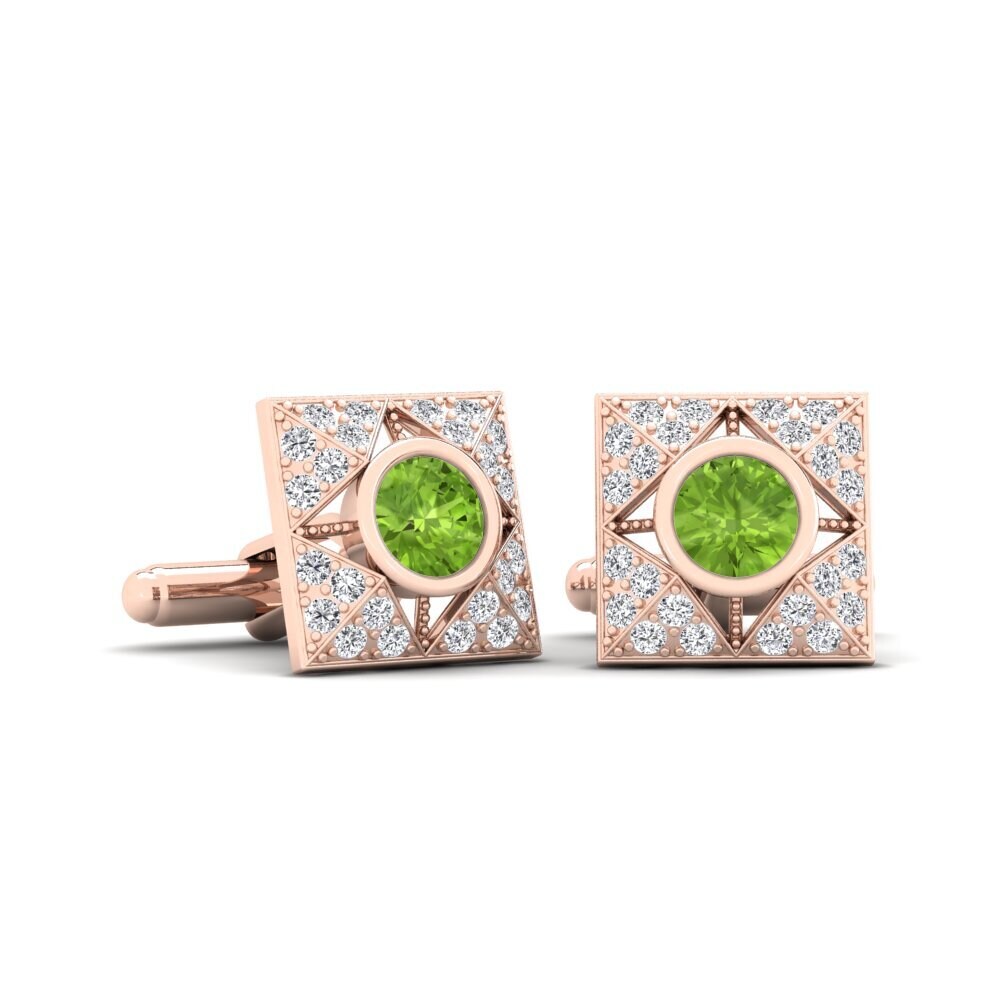 14ct Rose Gold Peridot Cufflink Dewott
