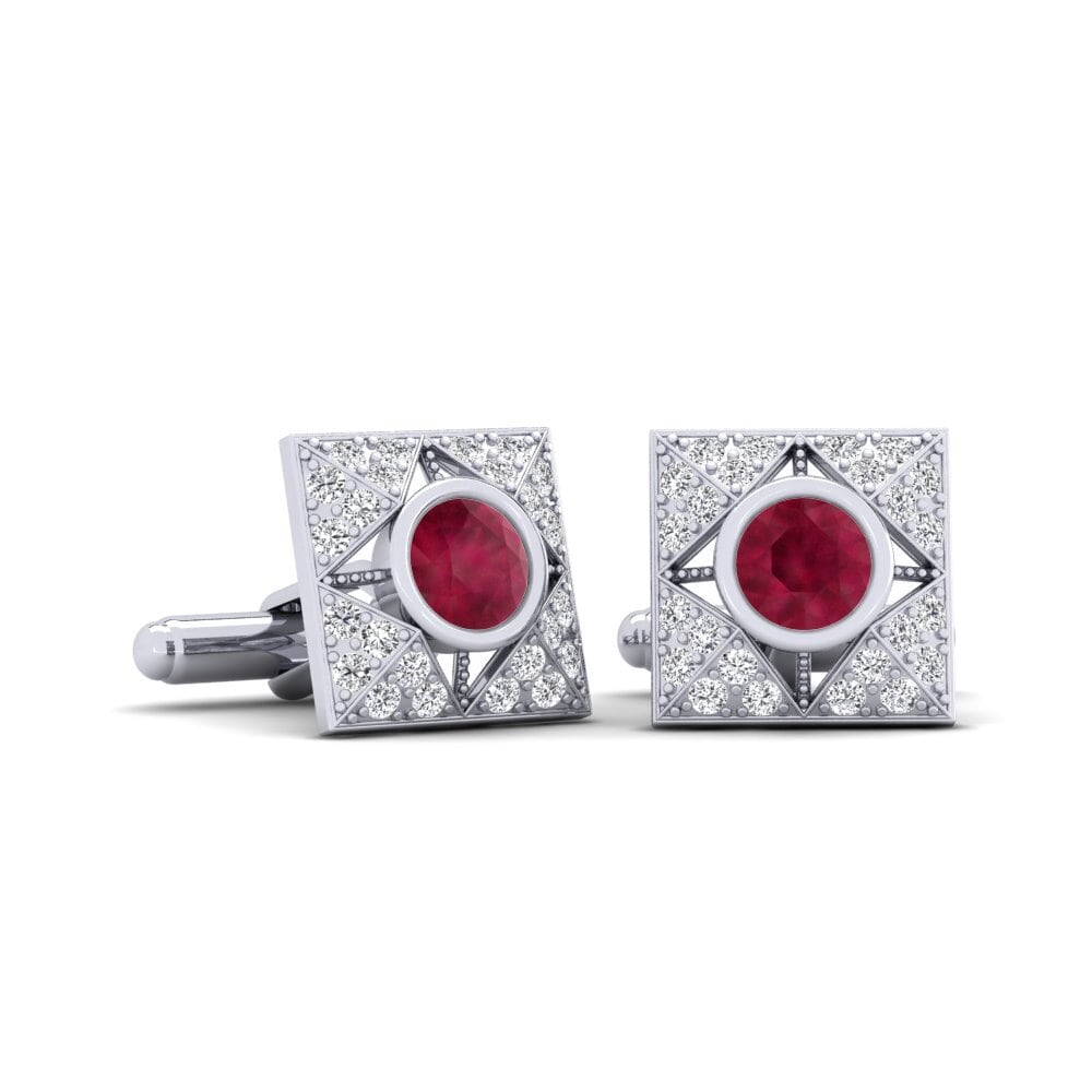 925 Prata de lei ruby Abotoadura Dewott