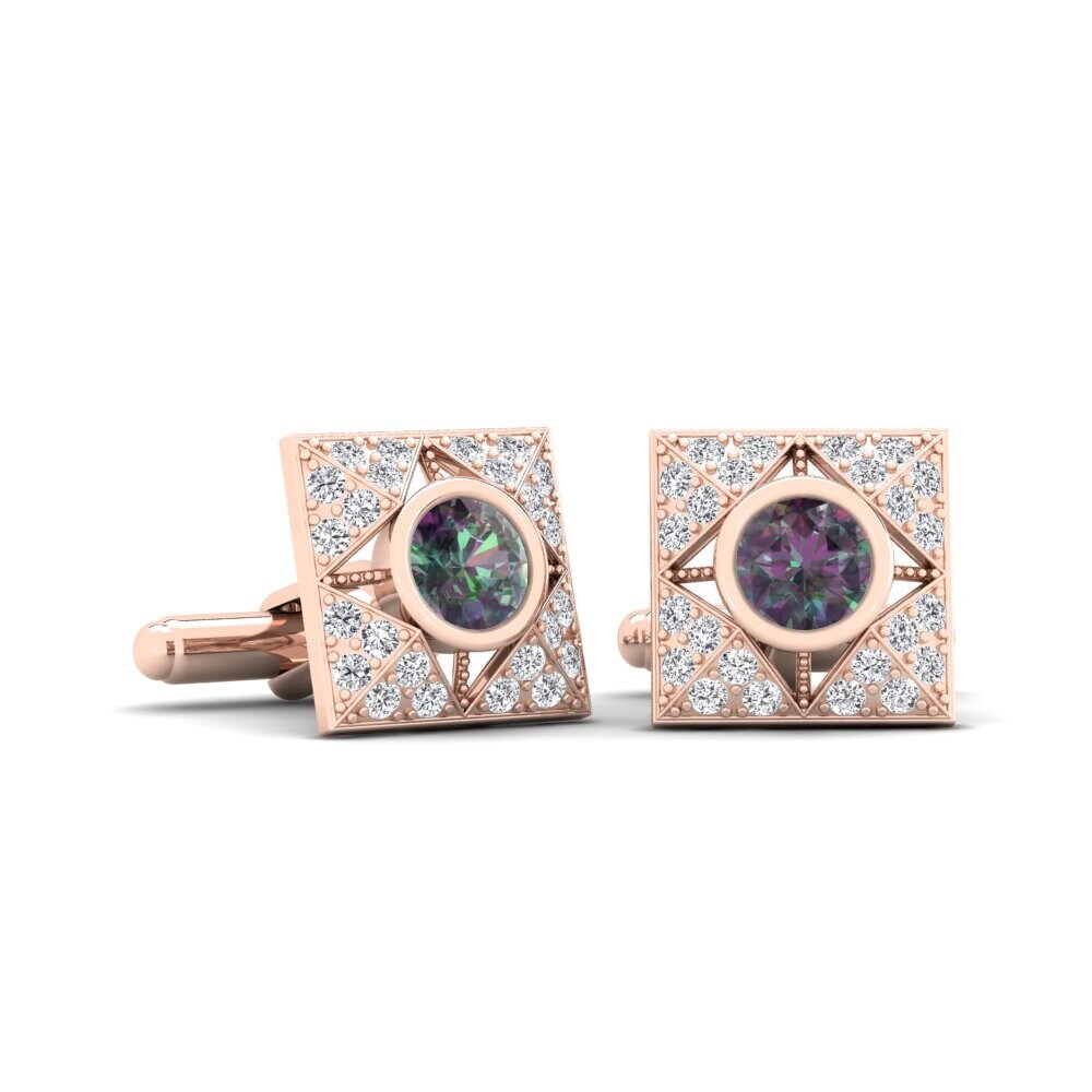 14ct Rose Gold Mystic Topaz Cufflink Dewott