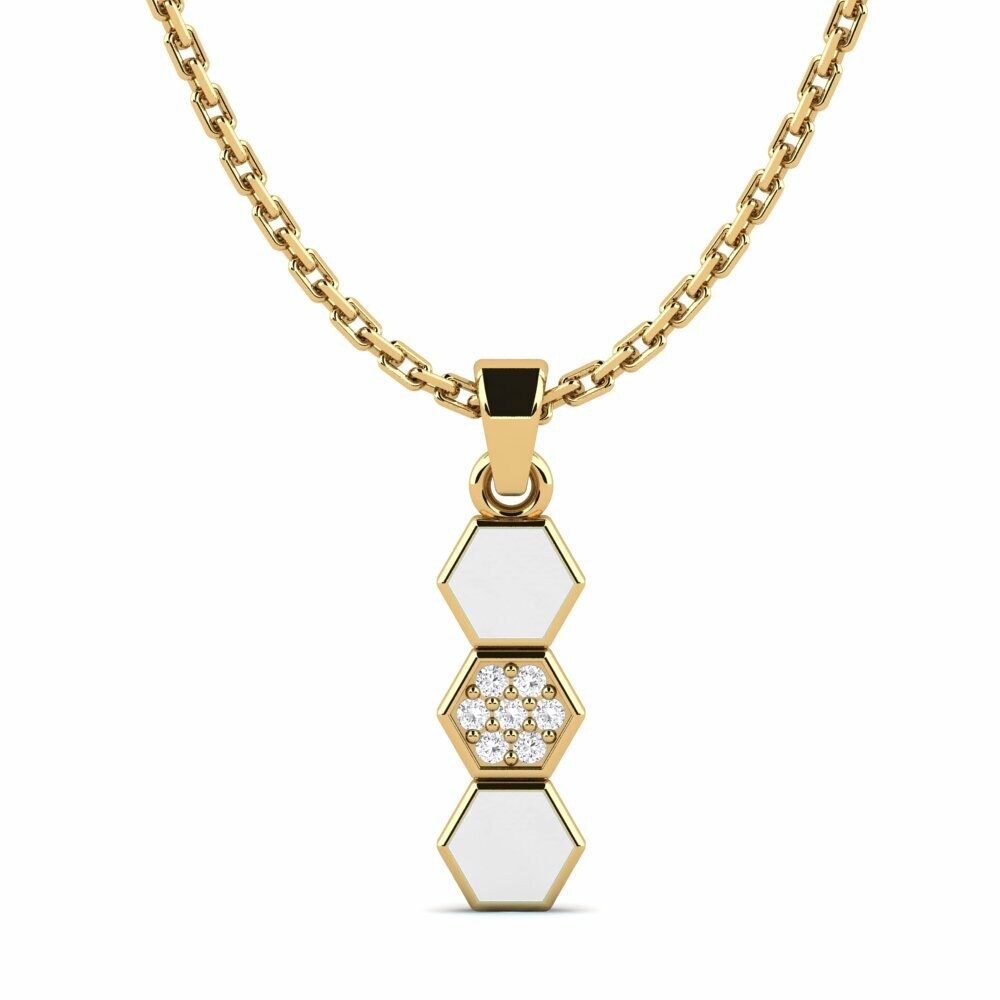 Vàng 9K Đá Sapphire Trắng Mặt dây chuyền nữ Dhobi
