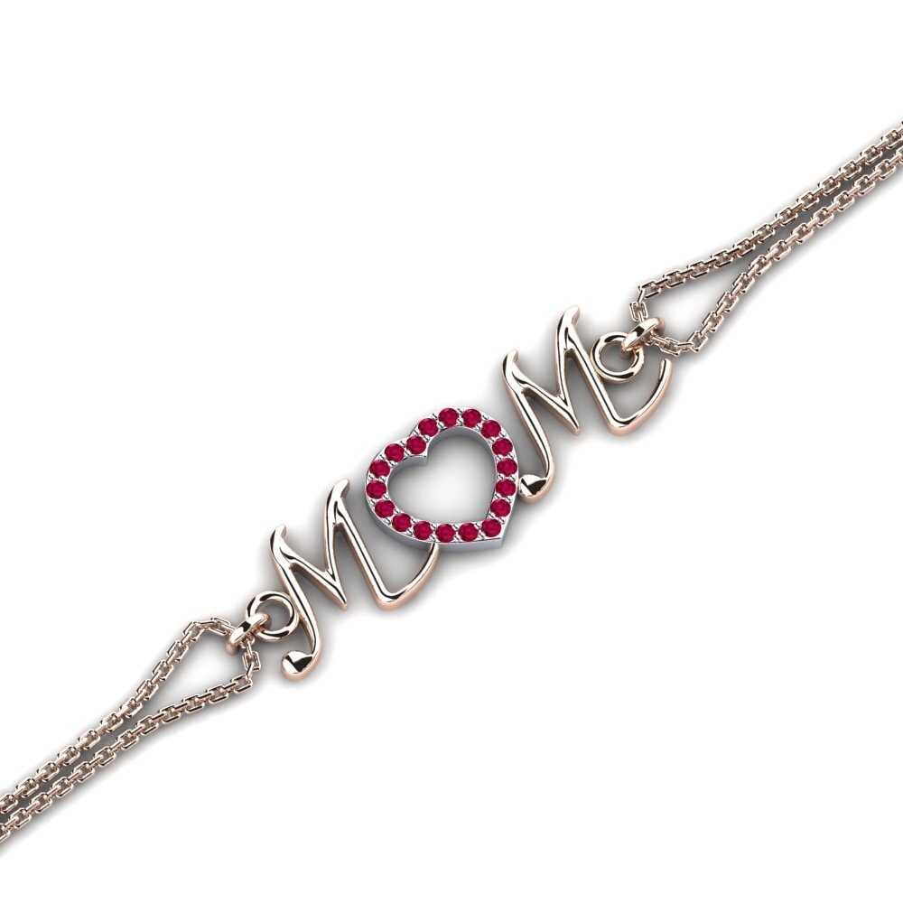 9ct Rose & White Gold Ruby Women's Bracelet Dian