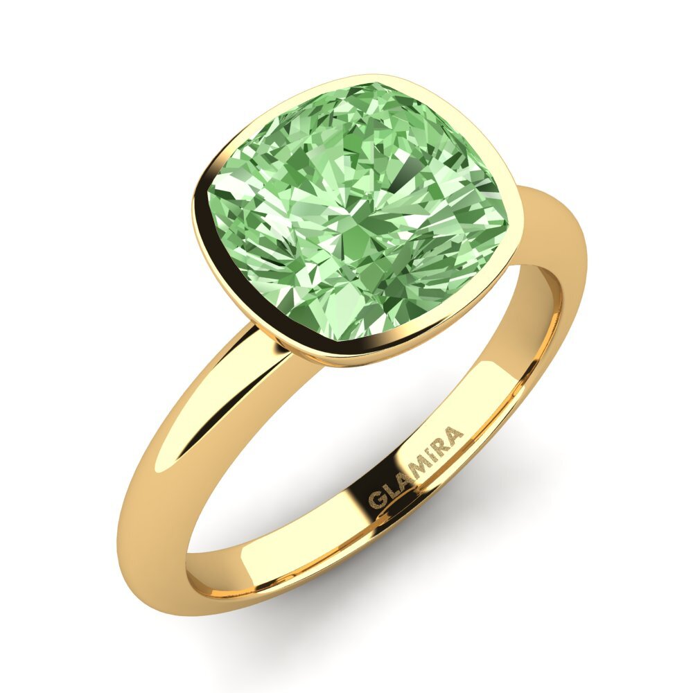 Gelbgold 375 Grüner Diamant Verlobungsring Diana