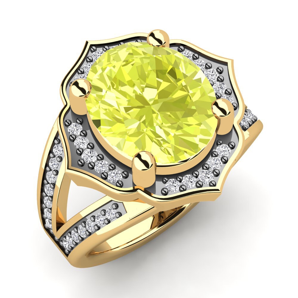Or Jaune 14k Quartz Citron Bague Diane