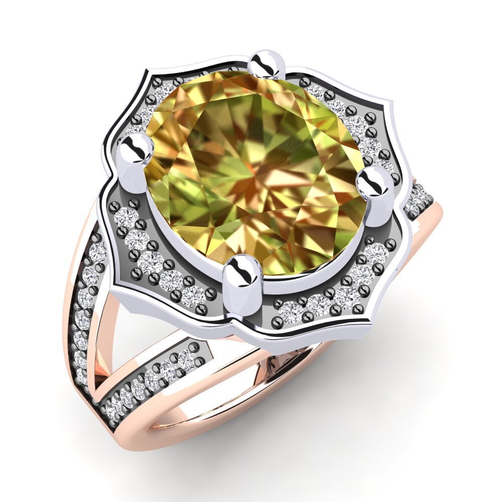 Or Rose& Blanc 14k Pierre de Sultan Bague Diane
