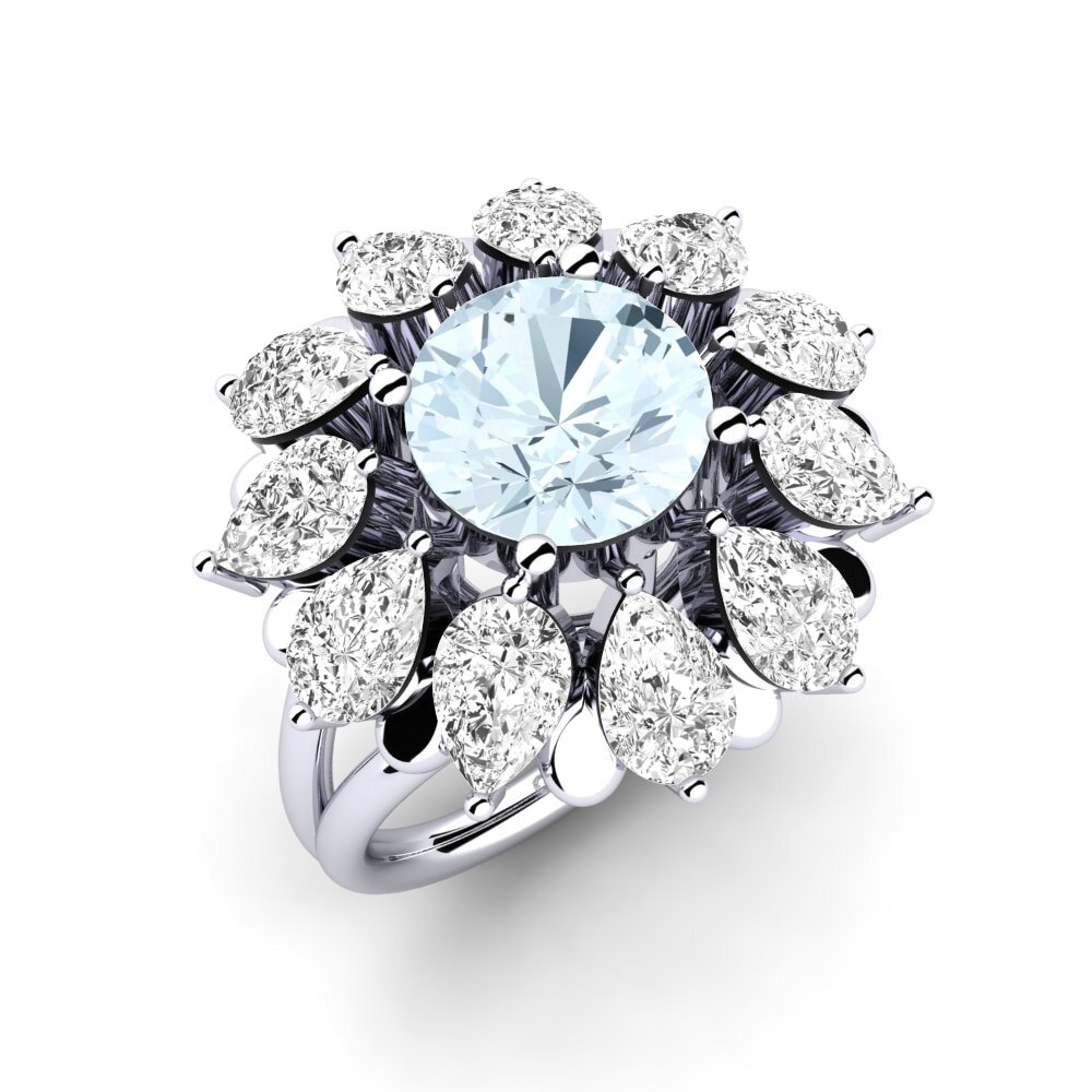 14k White Gold Aquamarine Engagement Ring Dibela
