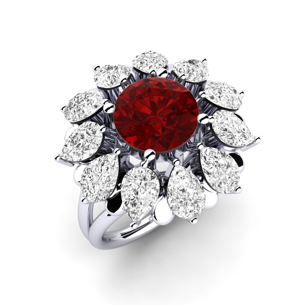 9k White Gold Ruby (Lab Created) Engagement Ring Dibela