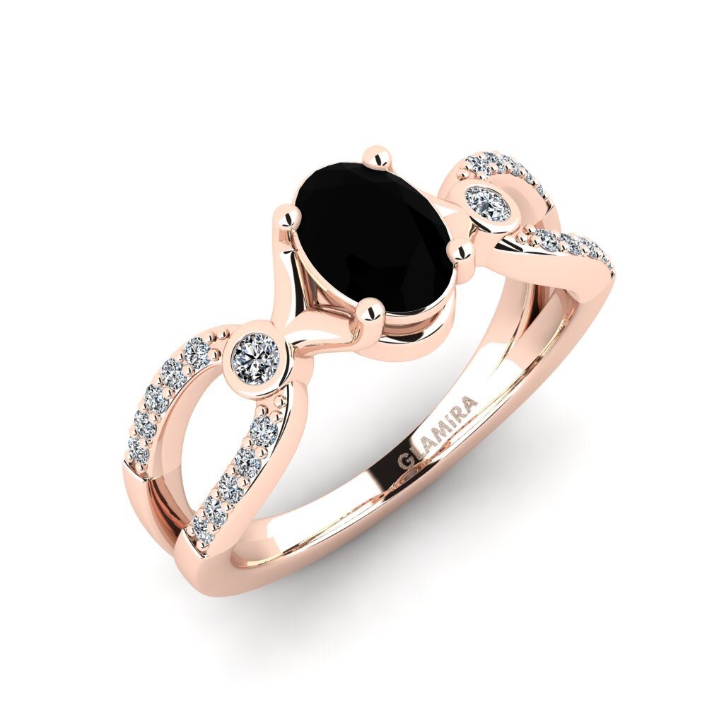 Oro Rosso 585 Diamante Nero Anello da donna Dideneua