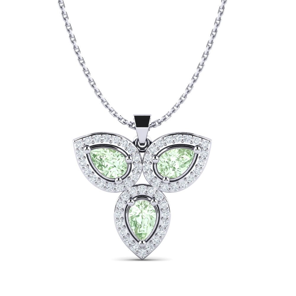 950 Palladium Green Amethyst Women's Pendant Diedre