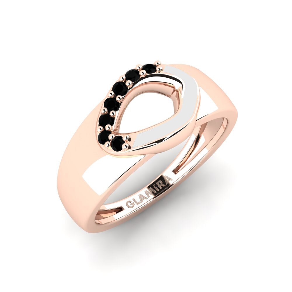14k Oro Rosa Ónix Negro Anillo meñique Diep