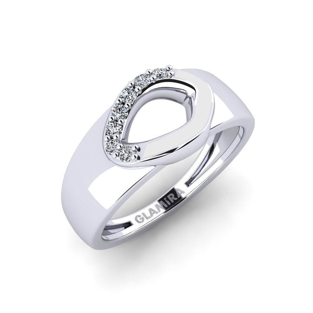 14k Oro Blanco Circonita Anillo meñique Diep
