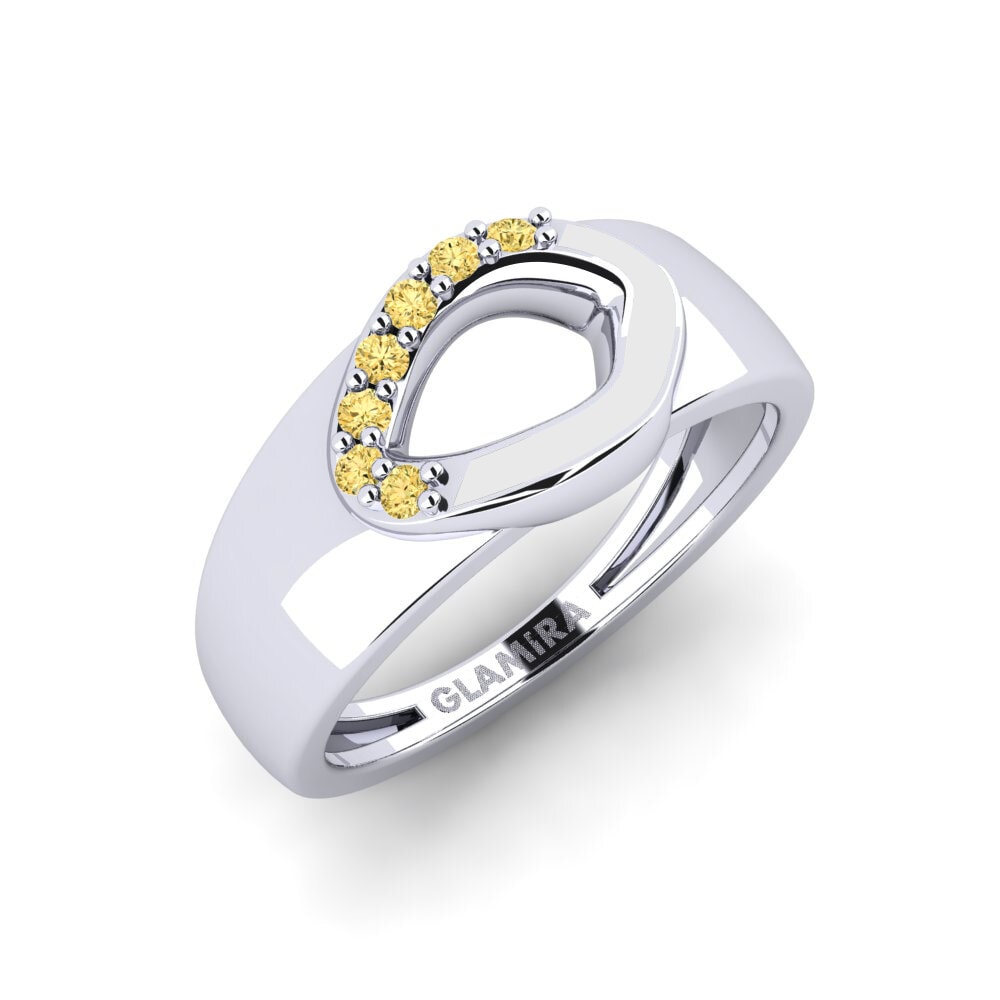 Plata 925 Diamante Amarillo Anillo meñique Diep