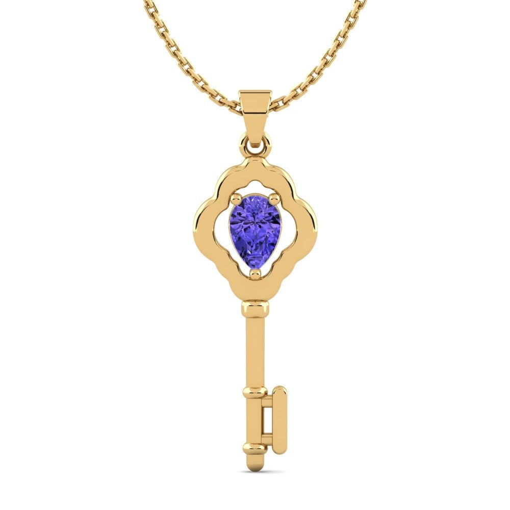 Gelbgold 585 Tansanit Damen anhänger Dierras
