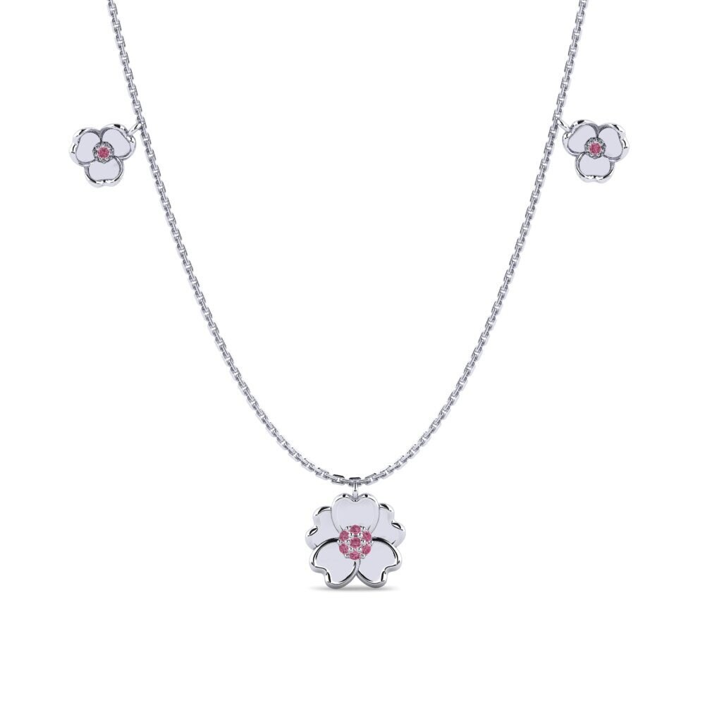 18ct White Gold Rhodolite Garnet Women's Necklace Differentiate
