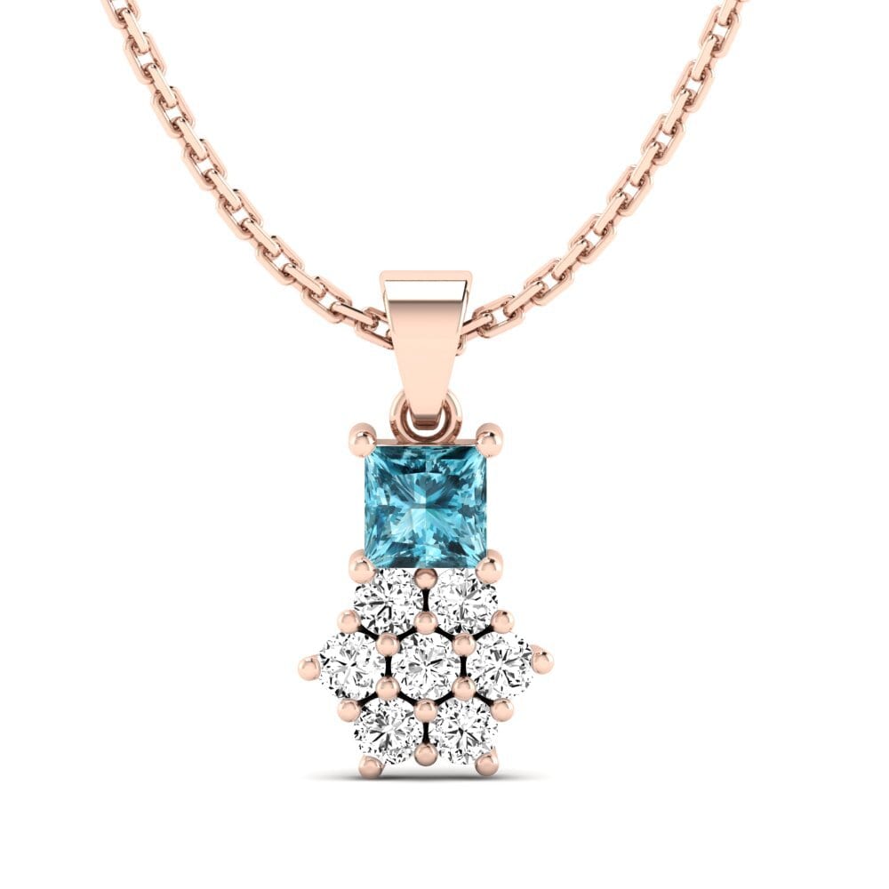 14k Oro Rosa Circón Azul Colgante de Mujer Diggers
