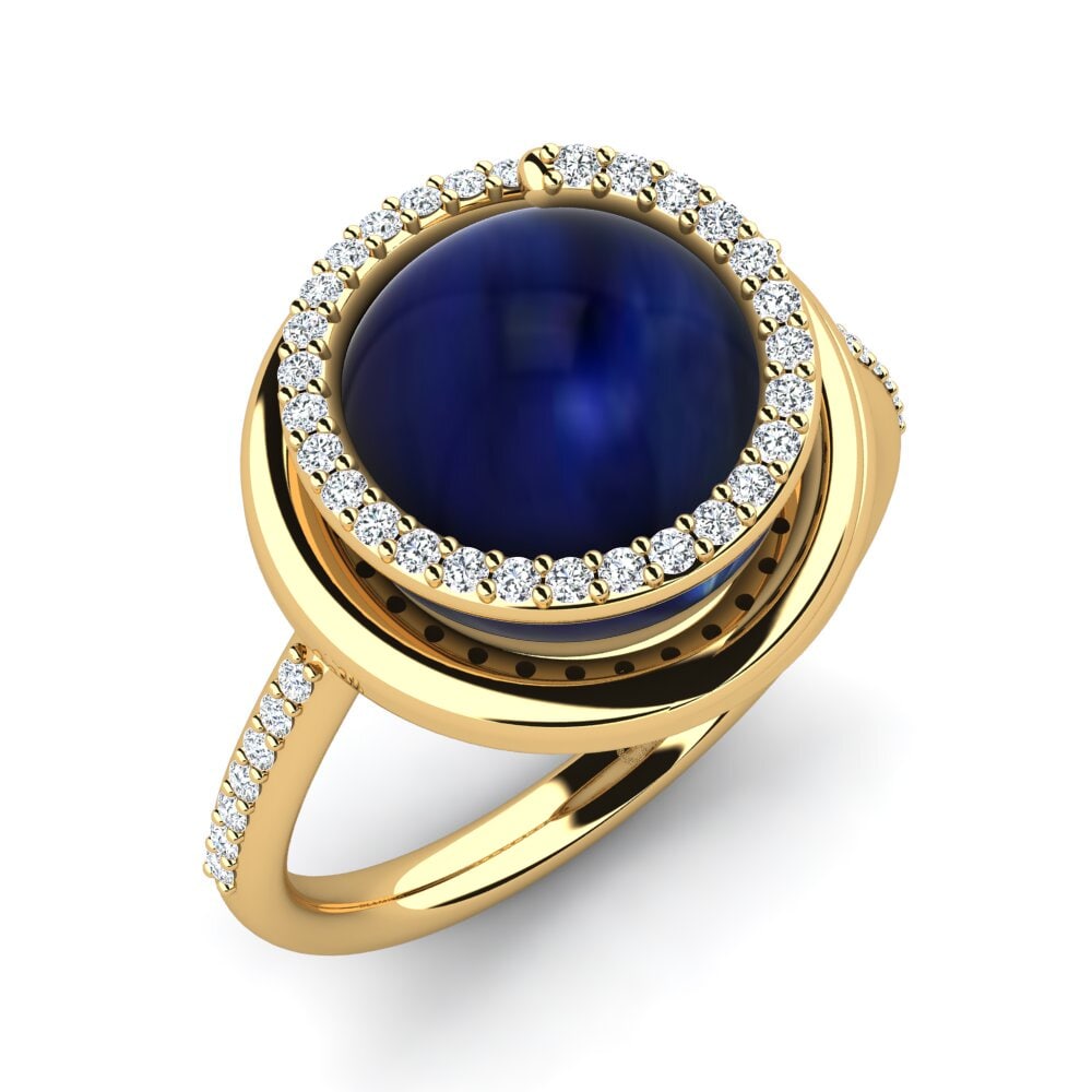 18k Oro Amarillo Zafiro Cabujón Anillo Dinelia