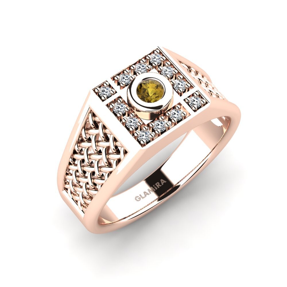 9ct Rose Gold Brown Zircon Men's Ring Dino