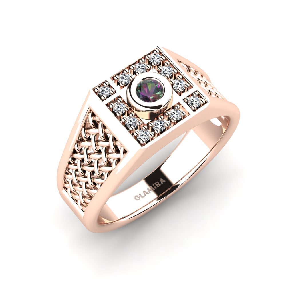 9ct Rose Gold Mystic Topaz Men's Ring Dino