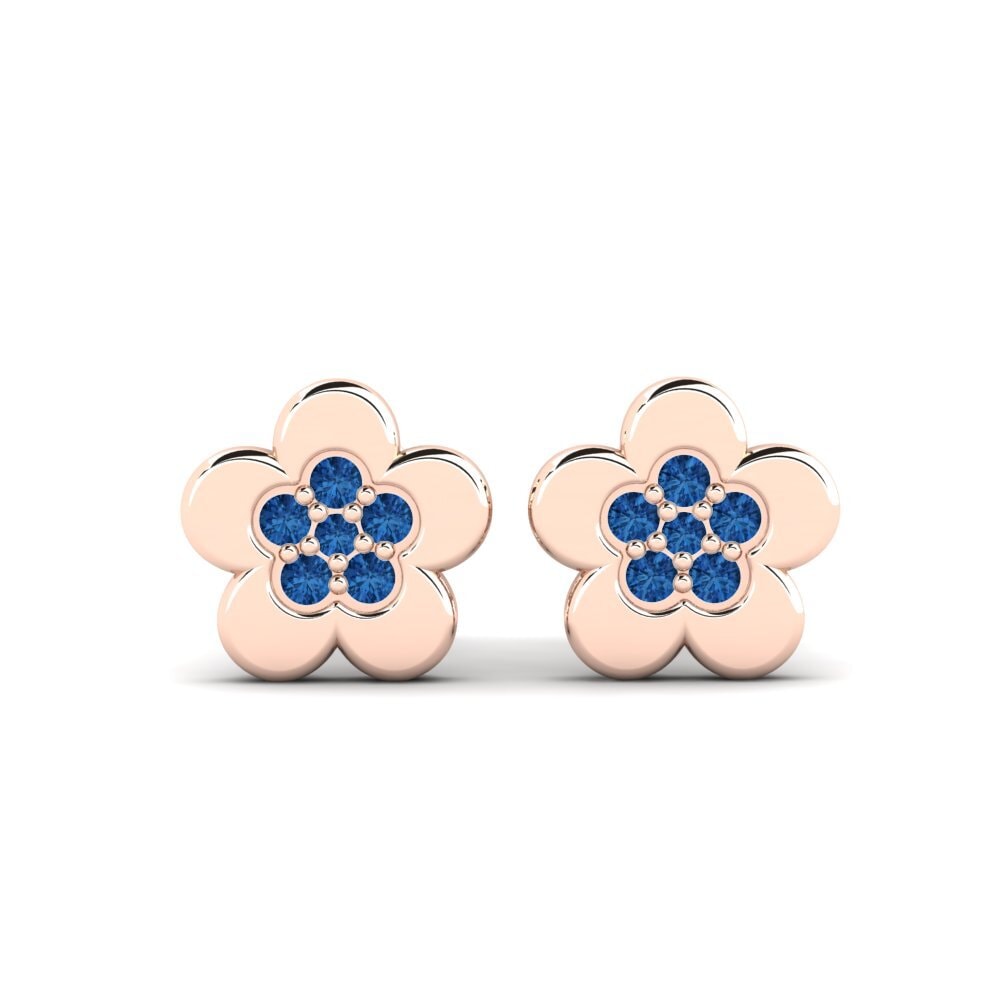 14ct Rose Gold Dark Blue Zirconia Kid's Earring Disestablish