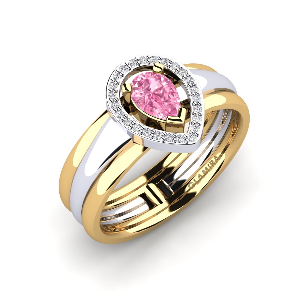 14ct Yellow & White Gold Pink Sapphire Engagement Ring Disparitre