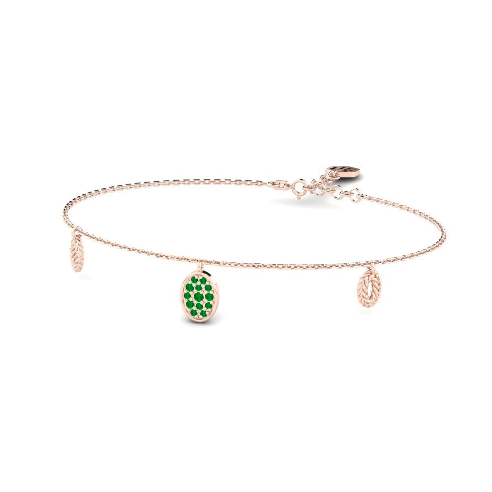 Or rose 14k Émeraude Bracelet pour femme Display