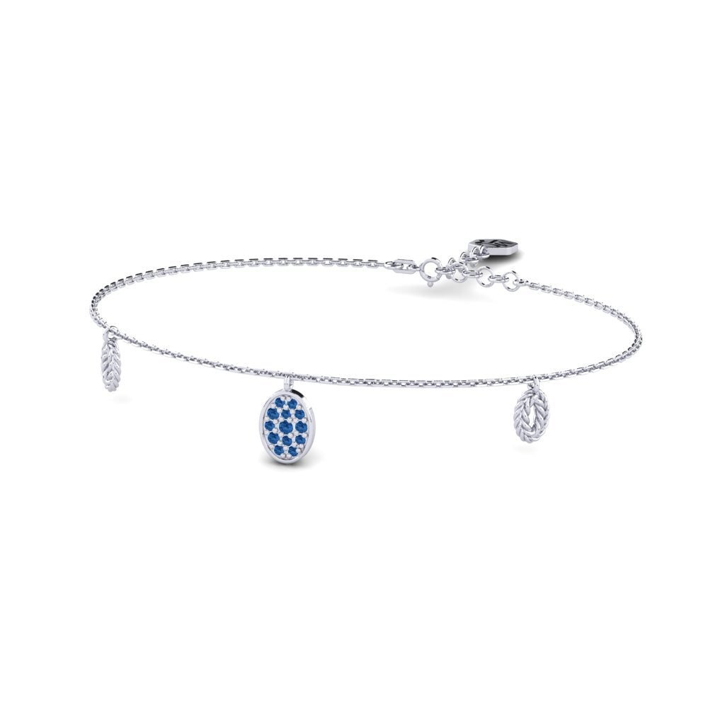950 Palladium Dunkelblauer Zirkonia Damen armband Display