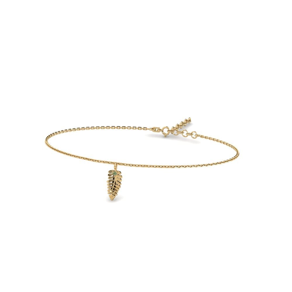 14k Oro Amarillo Diamante Verde Pulsera de Mujer Disposal