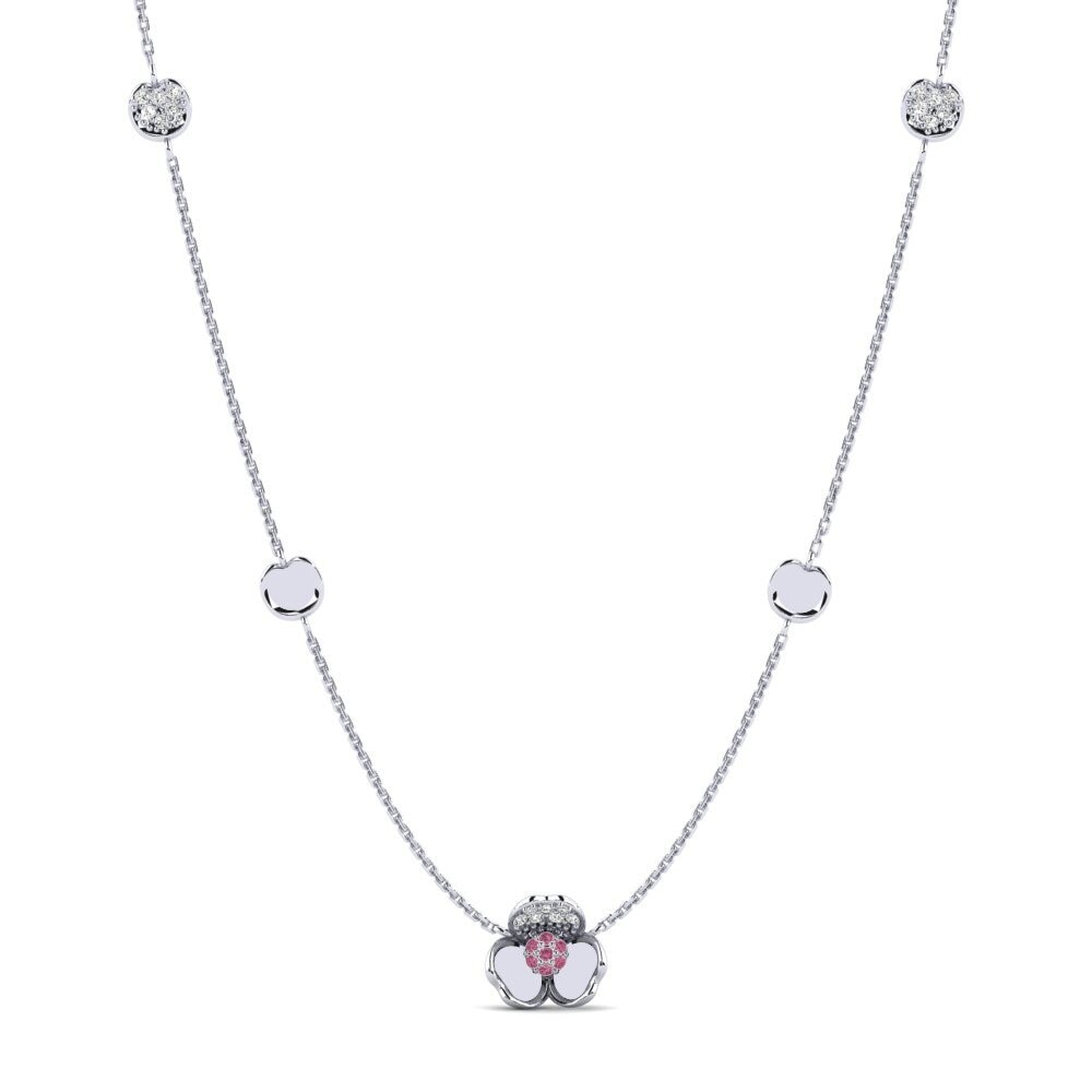 18ct White Gold Rhodolite Garnet Women's Necklace Disposedd