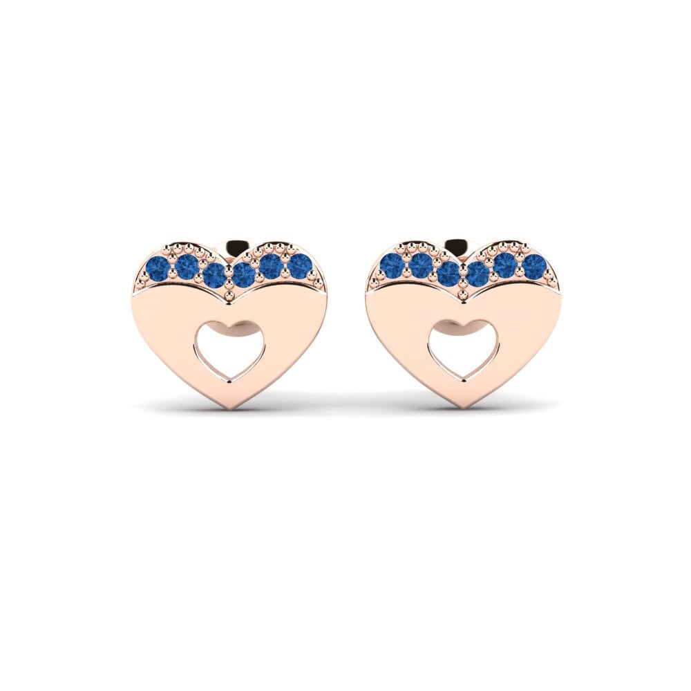 14ct Rose Gold Dark Blue Zirconia Kid's Earring Dissimilarity