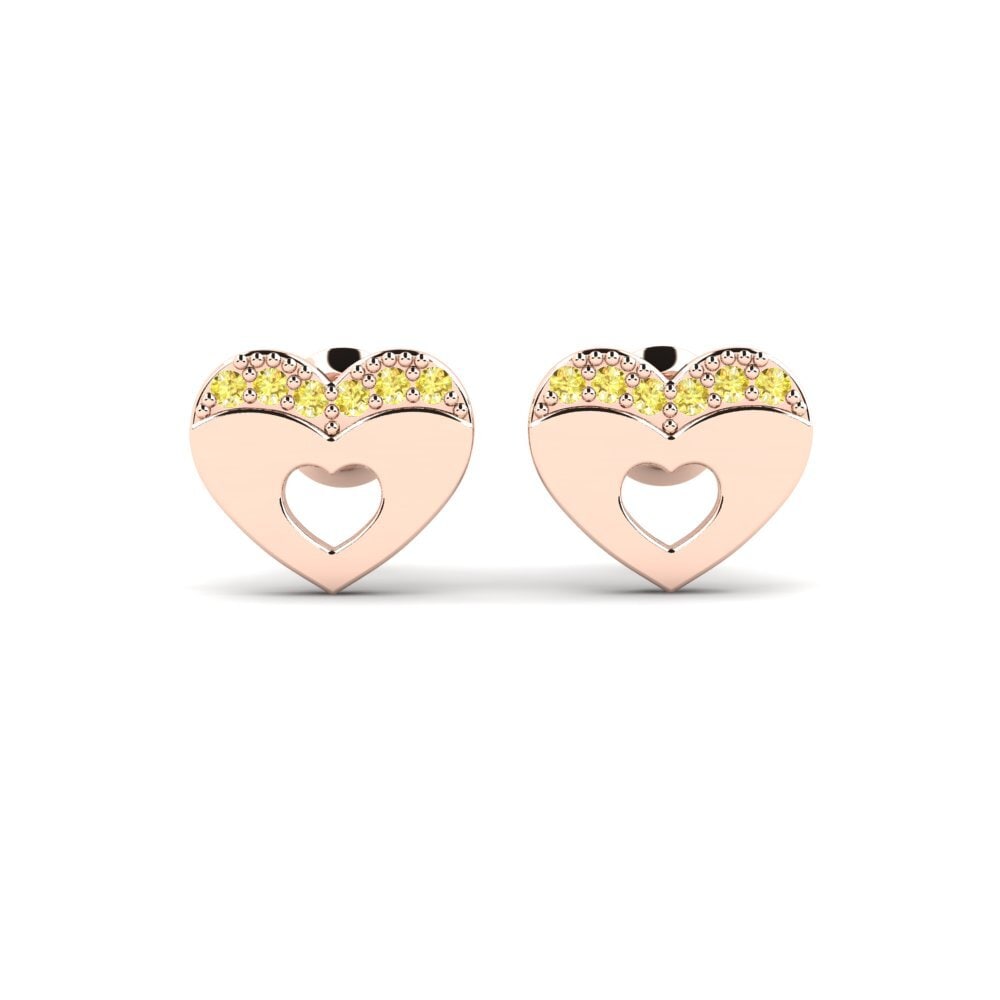 14ct Rose Gold Yellow Sapphire Kid's Earring Dissimilarity