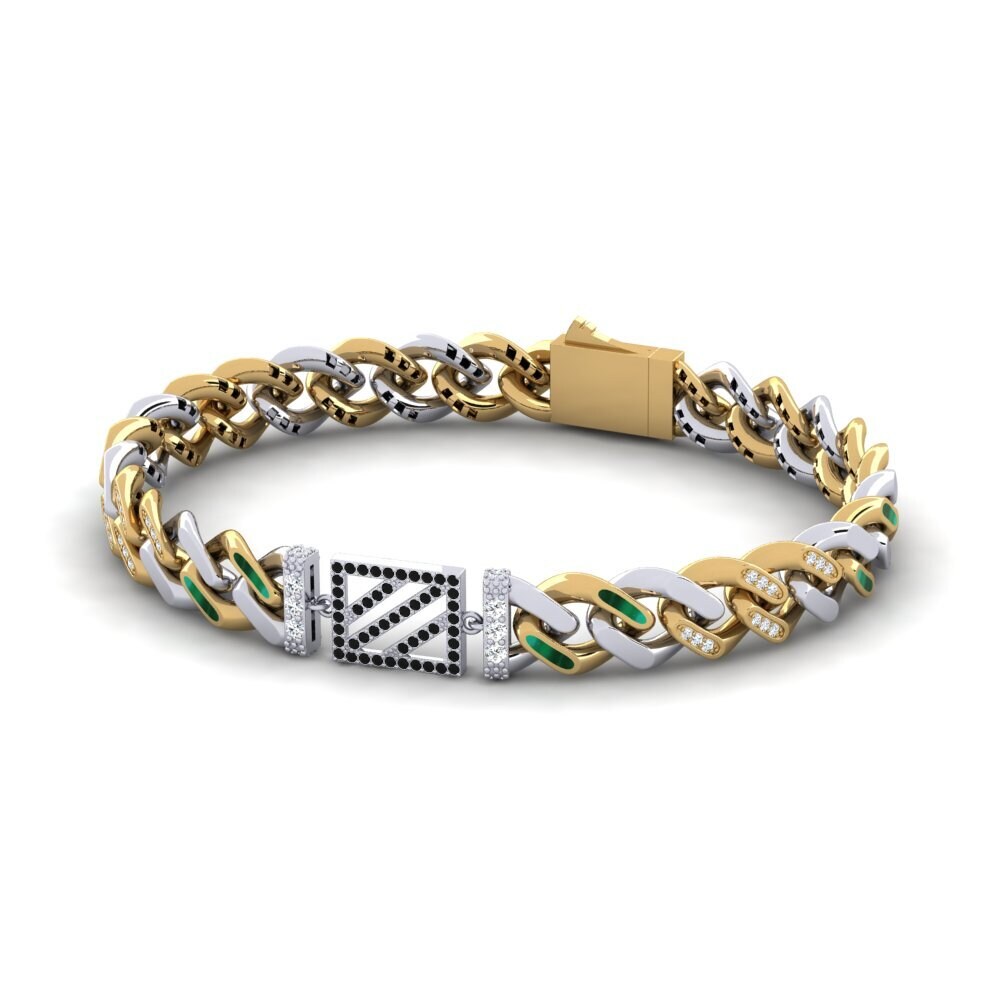 9ct White & Yellow Gold Black Diamond Women's Bracelet Disyerto
