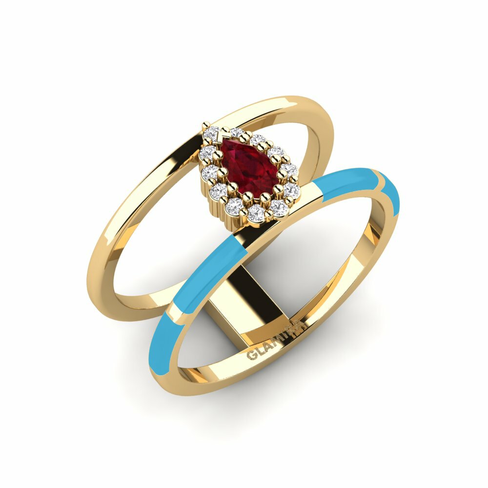 Compre GLAMIRA Anillo Divertido en Pera cortada 0.17 Quilates 14k Oro Amarillo Rubi GLAMIRA .sv