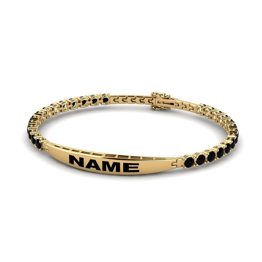 14ct Yellow Gold Black Sapphire Women's Bracelet Dizaine