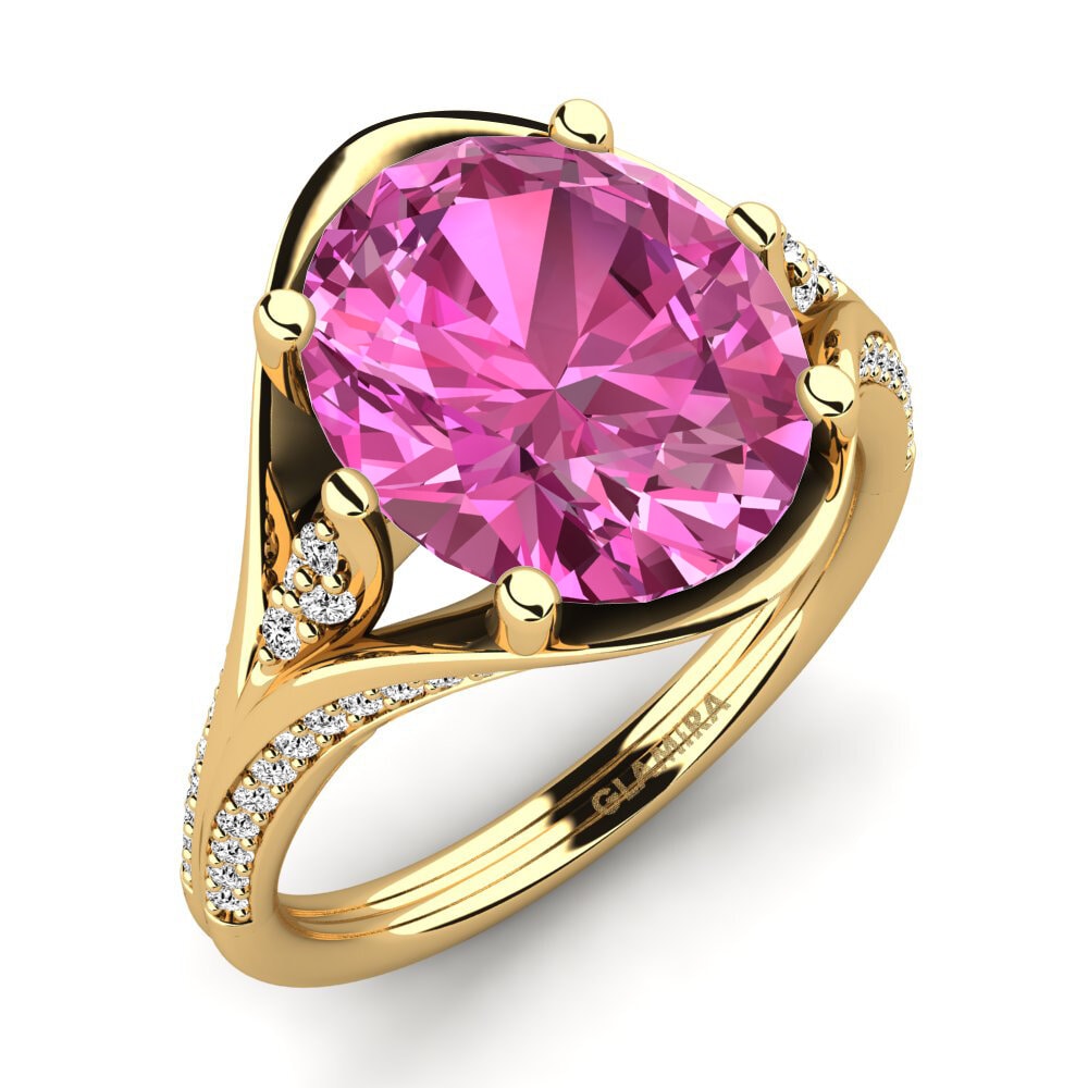 9k Oro Amarillo Topacio Rosa Anillo Djamila