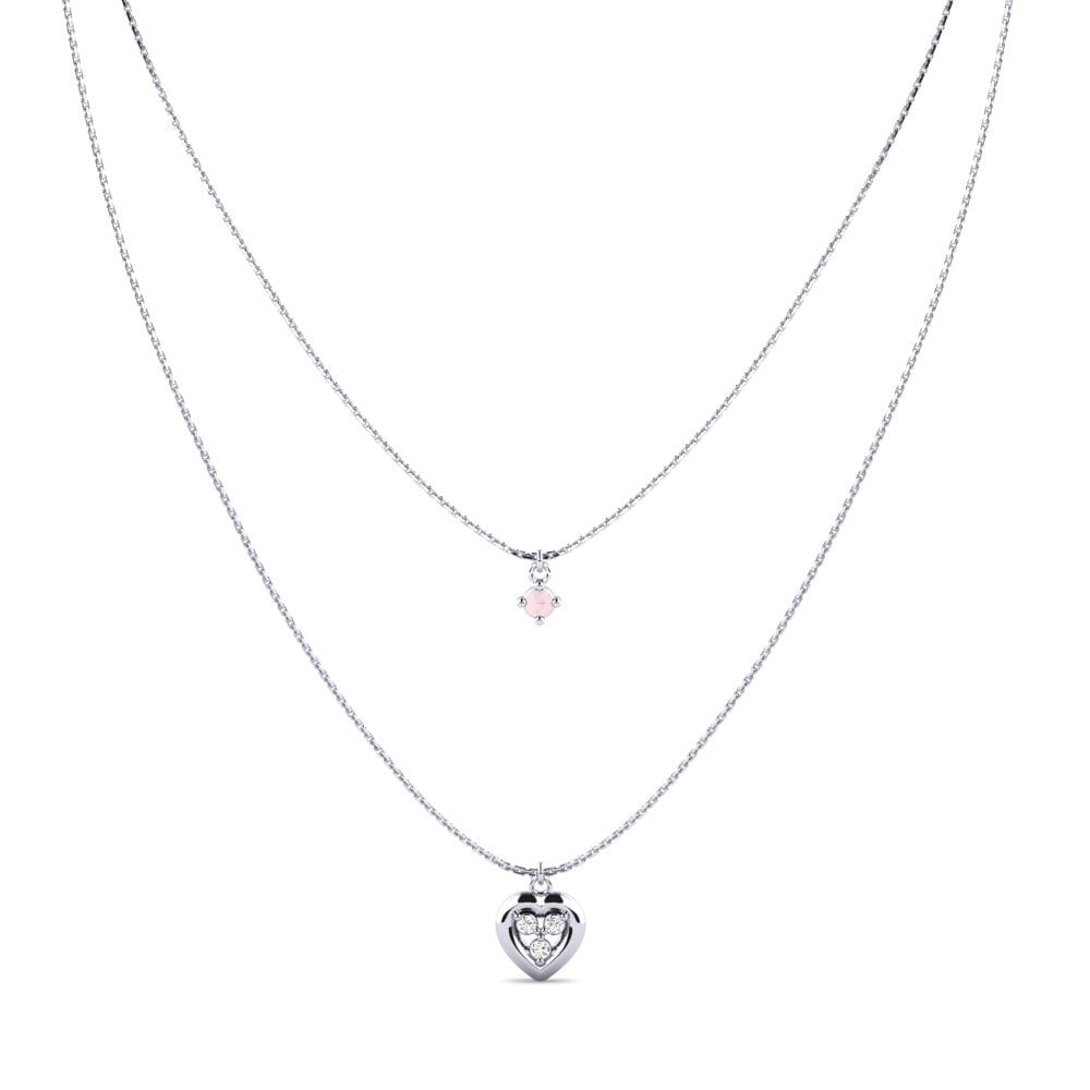 Plata 925 Cuarzo rosa Collar de Mujer Djanila