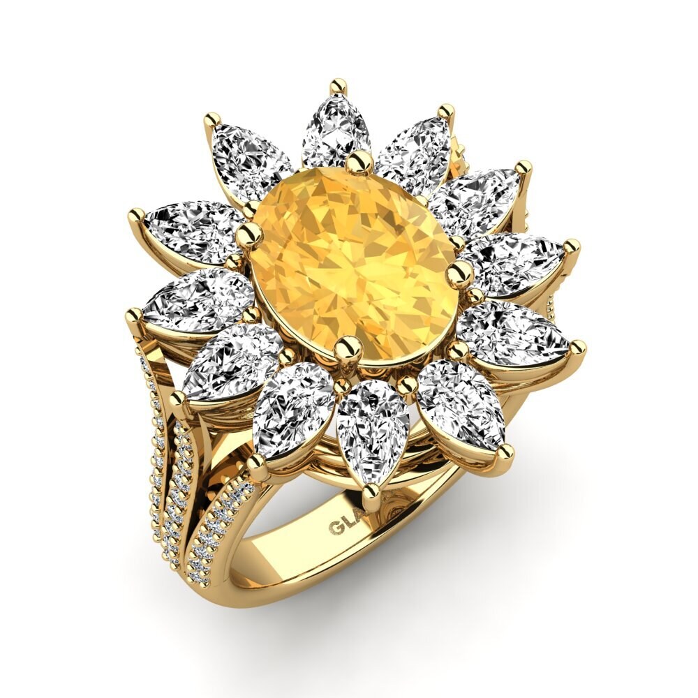 18k Oro Amarillo Citrino Anillo de compromiso Dobbin