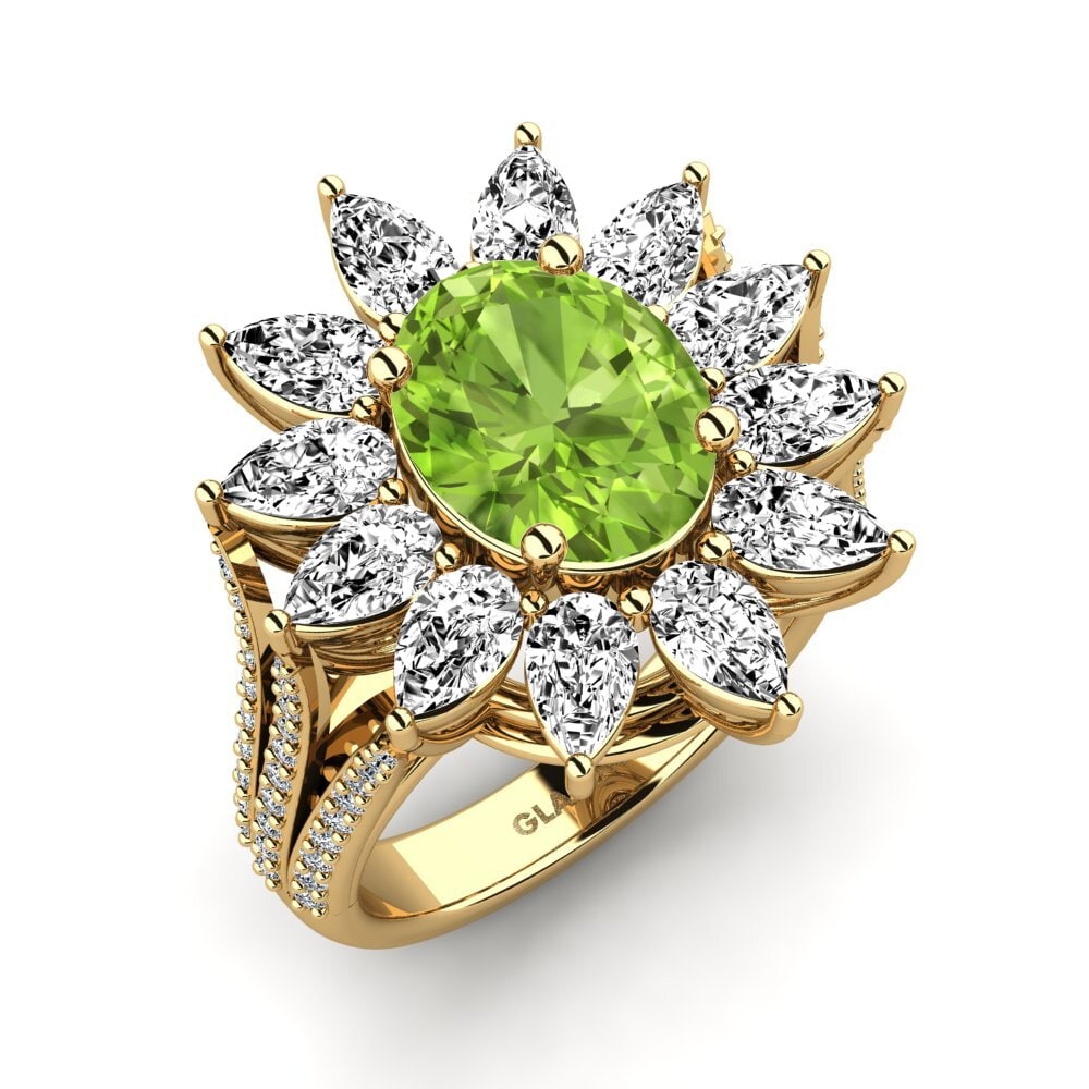 9k Oro Amarillo Peridoto Anillo de compromiso Dobbin
