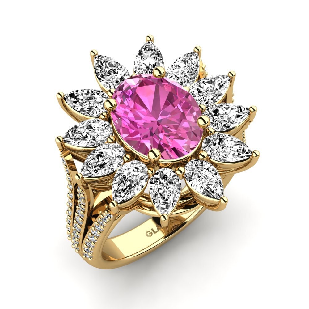 9k Oro Amarillo Topacio Rosa Anillo de compromiso Dobbin