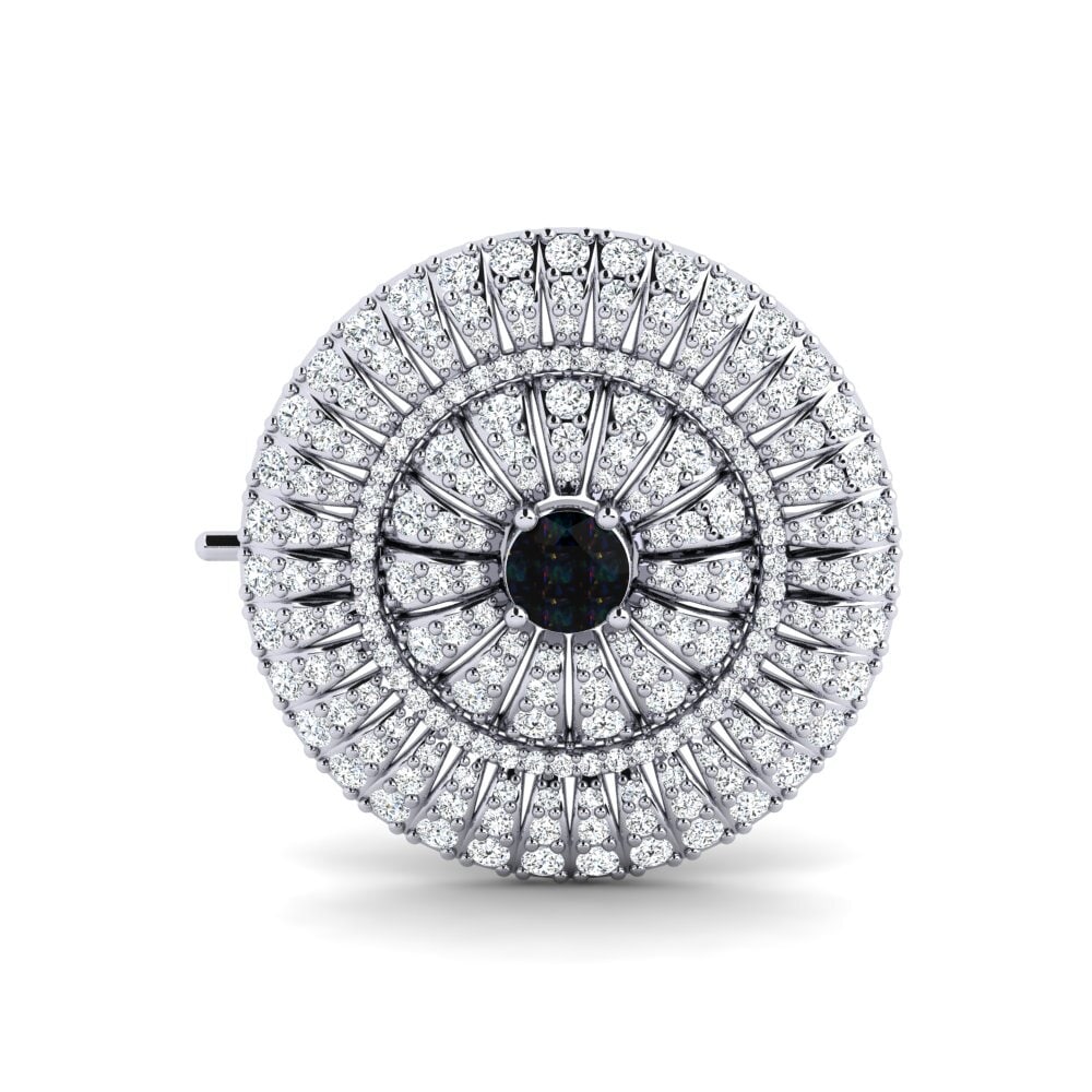 14ct White Gold Black Opal Brooch Docea