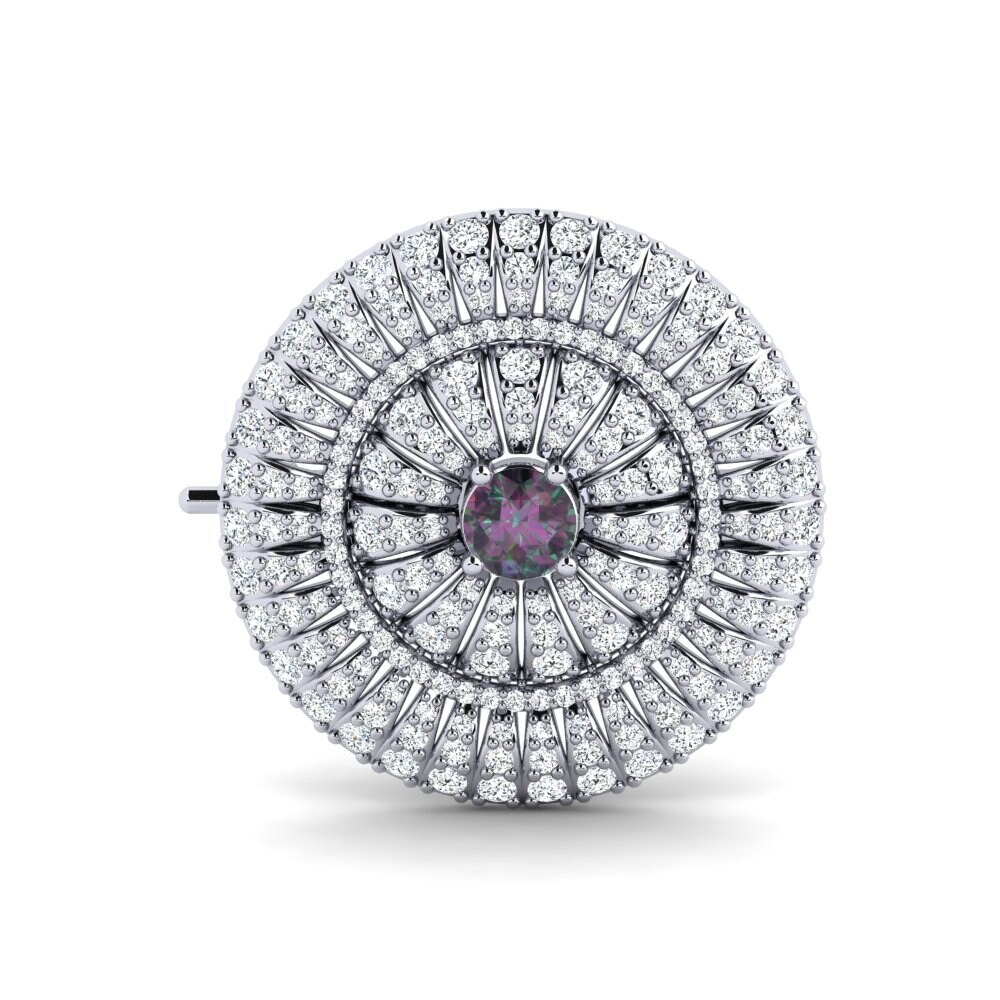 14ct White Gold Mystic Topaz Brooch Docea