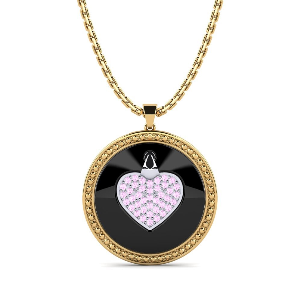 14ct Yellow & White Gold Pink Sapphire Women's Pendant Doescher